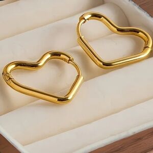 Gold Heart Hoop Earrings